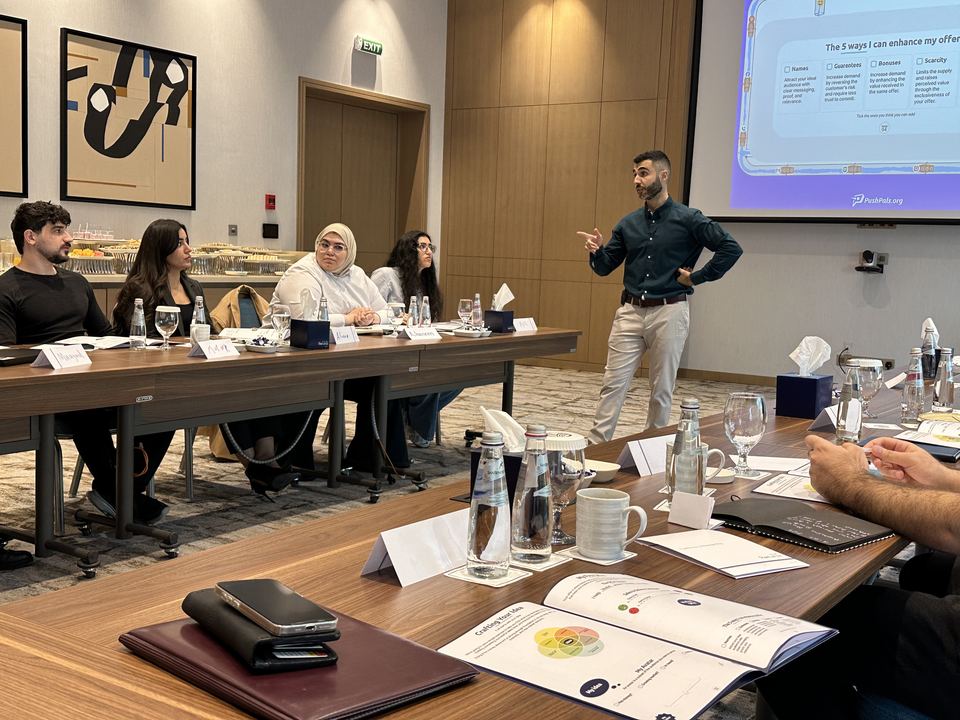 Peter Putros running a business launch workshop